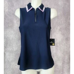BELYN KEY Birdie Sleeveless Katherine‎ Golf Shirt Womens Small Navy Blue Purple
